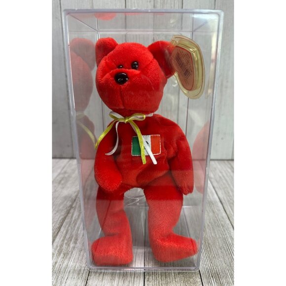 TY Other - Vtg TY Beanie Baby Osito Mexican Bear Plush Stuffed Animal Toy with Display Case